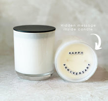 Load image into Gallery viewer, Secret Message Candle (wholesale) - HAPPY ANNIVERSARY