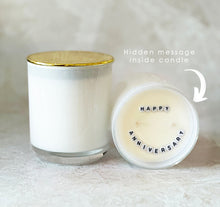 Load image into Gallery viewer, Secret Message Candle (wholesale) - HAPPY ANNIVERSARY