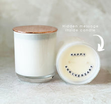 Load image into Gallery viewer, Secret Message Candle (wholesale) - HAPPY ANNIVERSARY