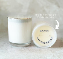 Load image into Gallery viewer, Secret Message Candle (wholesale) - HAPPY ANNIVERSARY