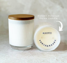 Load image into Gallery viewer, Secret Message Candle (wholesale) - HAPPY ANNIVERSARY