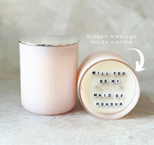 Load image into Gallery viewer, Secret Message Candle (wholesale) - WILL YOU BE MY BRIDESMAID