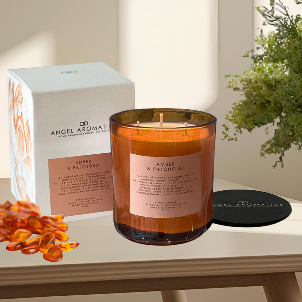 Large Glass Candle (Wholesale) - Amber Patchouli