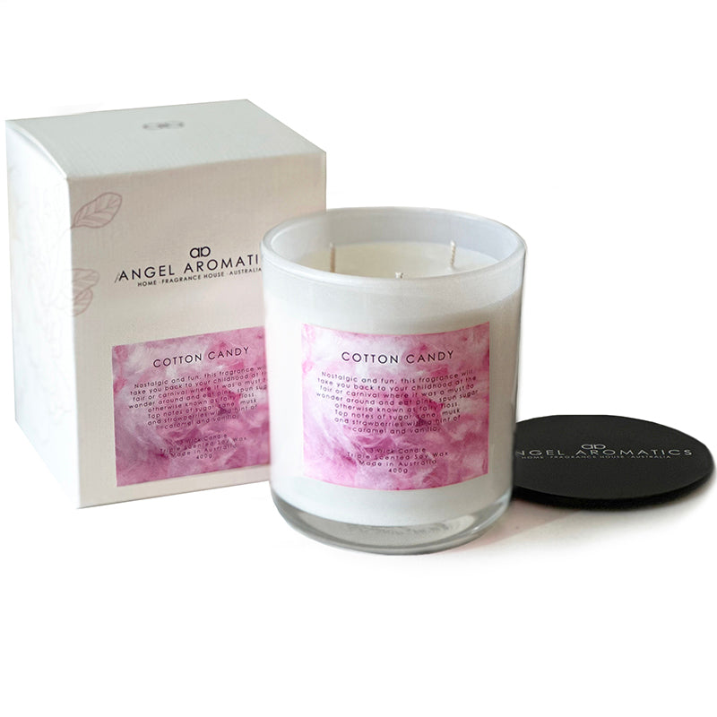 Large Glass Candle NEW SCENT (wholesale) - Cotton Candy