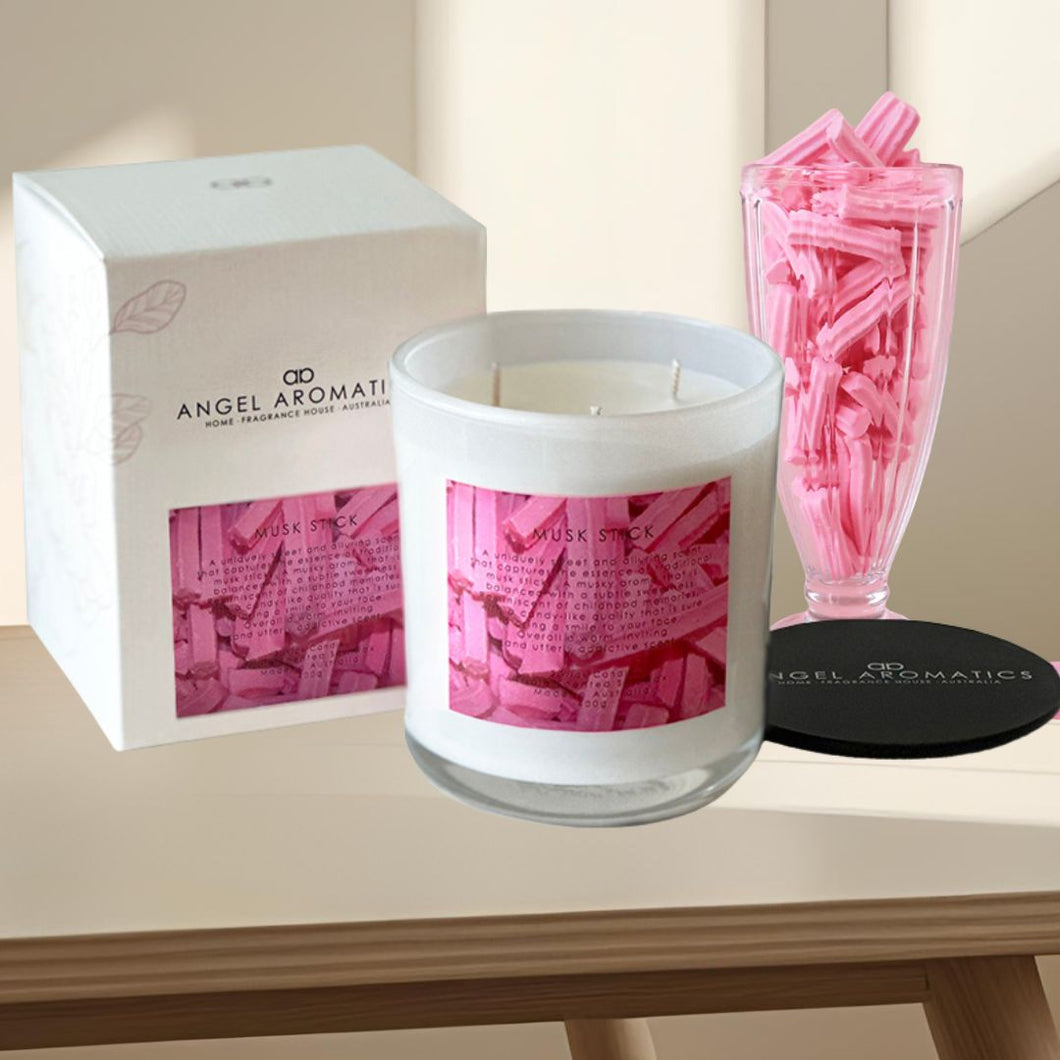 Large Glass Candle NEW SCENT (wholesale) - Musk Stick