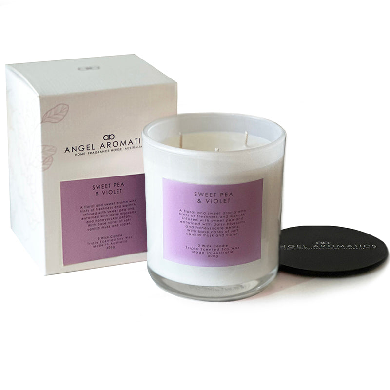 Large Glass Candle (wholesale) - Sweet Pea and Violet