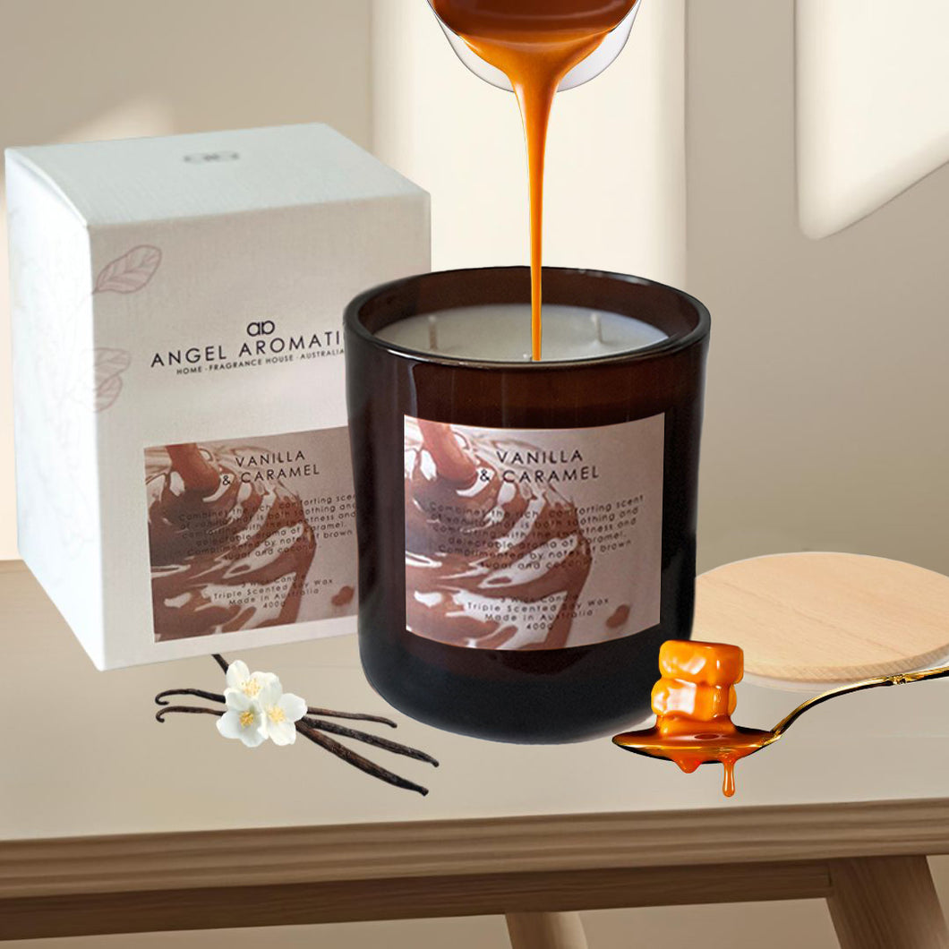 Large Glass Candle (wholesale) - Vanilla Caramel