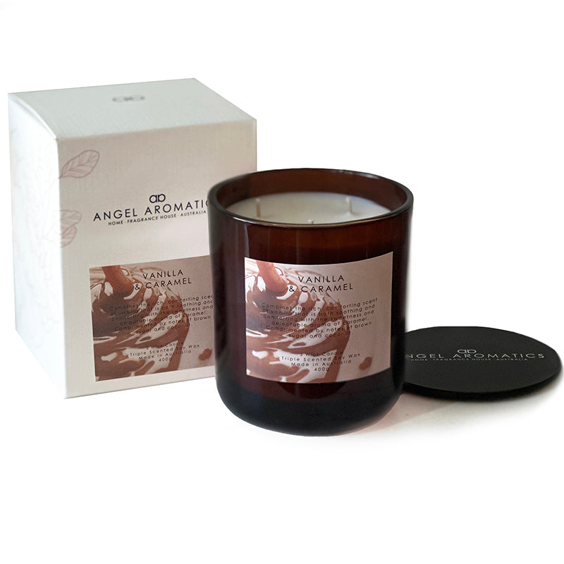 Large Glass Candle NEW SCENT (wholesale) - Vanilla Caramel