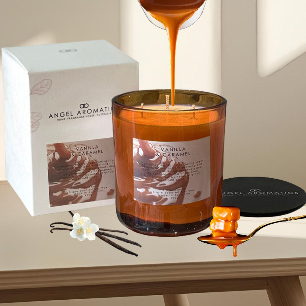 Large Glass Candle NEW SCENT (wholesale) - Vanilla Caramel