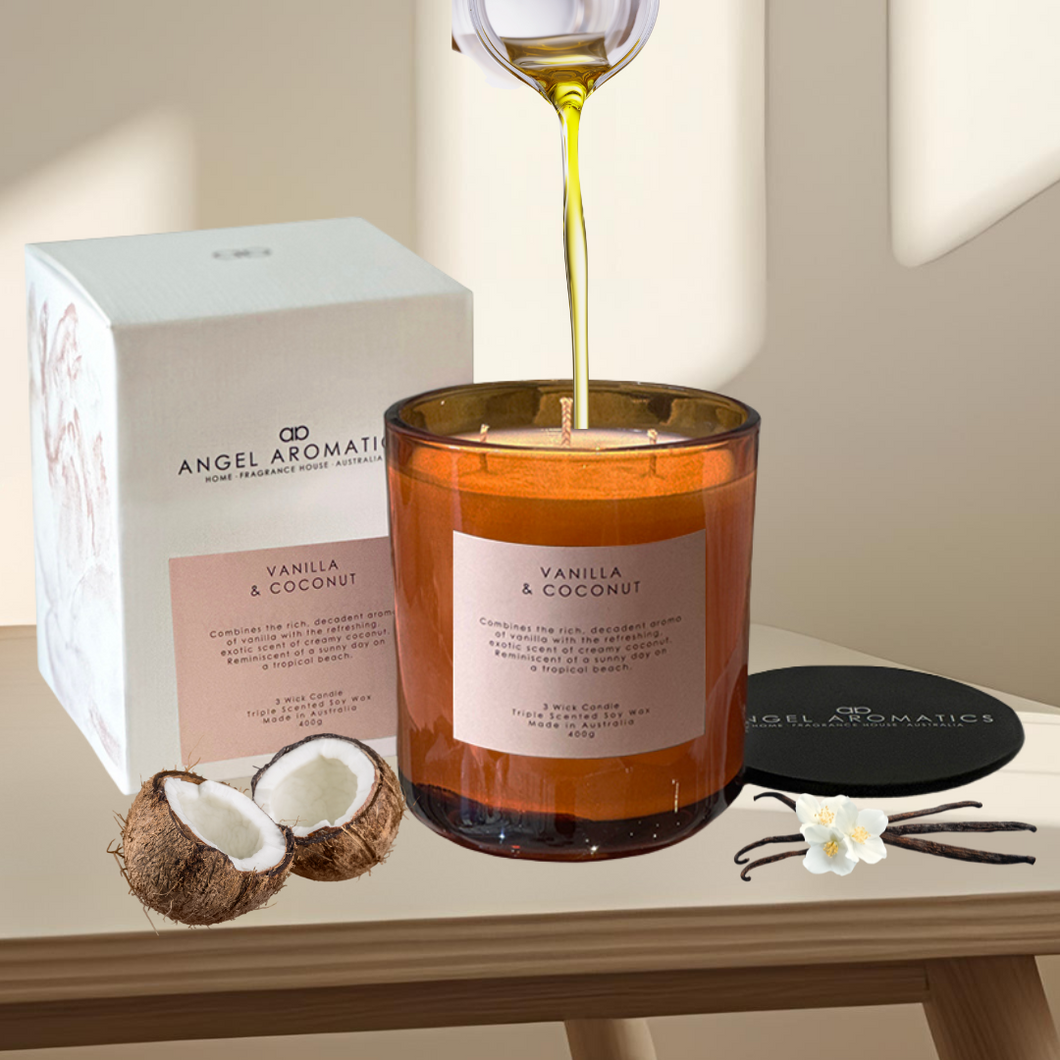 Large Glass Candle (wholesale) - Vanilla Coconut