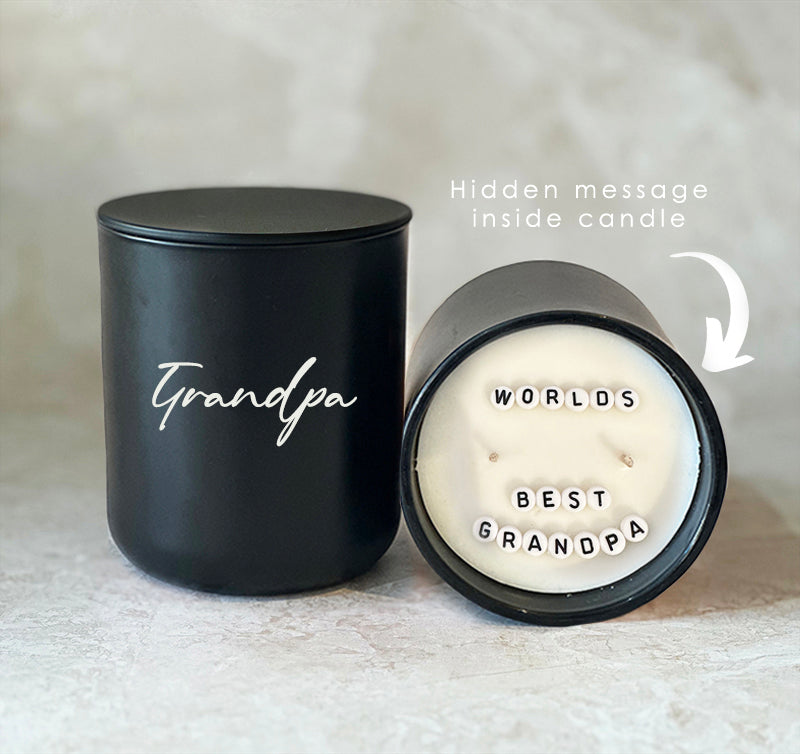 Hidden Message Father's Day Candle - WORLDS BEST GRANDPA