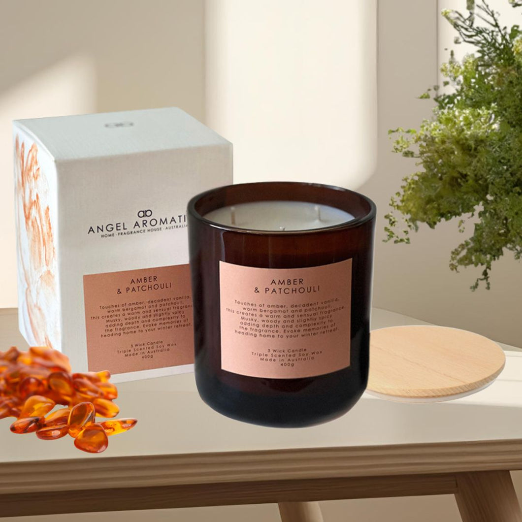 Large Glass Candle (Wholesale) - Amber Patchouli