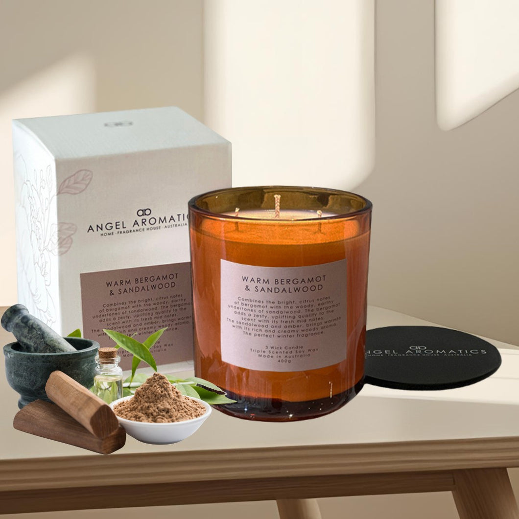 Large Glass Candle (wholesale) - Warm Bergamot & Sandalwood