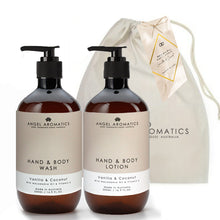 Load image into Gallery viewer, Hand and Body Wash + Lotion 2 x 500ml - Vanilla and Coconut Gift Set
